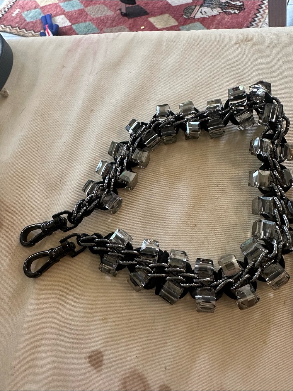Bandolier Black Strap with Smoky Crystal Accents